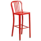 image of Flash Furniture CH-61200-30-RED-GG Red Galvanized Steel Bar Stool, 500 lb. Capacity, Slatted Back, Footrest