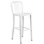 image of Flash Furniture CH-61200-30-WH-GG White Galvanized Steel Armless Bar Stool with Slat Back, 500 lb. Capacity