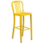 image of Flash Furniture CH-61200-30-YL-GG Commercial Outdoor Bar Stool, 500 lb, Yellow, Galvanized Steel, Slatted Back