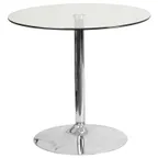image of Flash Furniture CH-7-GG Round Glass Dining Table, 31.5 Dia., 29 H, Chrome Base