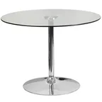 image of Flash Furniture CH-8-GG 39.25 Round Dining Height Glass Table, Pedestal Chrome Base