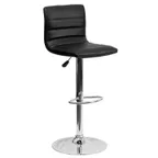 image of Flash Furniture CH-92023-1-BK-GG Swivel Bar Stool, Black Vinyl Upholstery, Adjustable Height, 17-5/8in Chrome Base