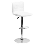 image of Flash Furniture CH-92023-1-WH-GG Swivel Bar Stool, Upholstered White Vinyl, Adjustable Height, 17-5/8" Chrome Base