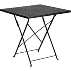 image of Flash Furniture CO-1-BK-GG 28" Square Folding Patio Table, Black Steel, Powder Coat Finish