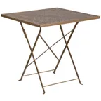 image of Flash Furniture CO-1-GD-GG Folding Patio Table, 28" Square, Metal Top, Gold Powder Coat Finish