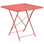 image of Flash Furniture CO-1-RED-GG 28" Square Folding Patio Table, Steel, Coral Red, Powder Coat Finish
