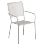 image of Flash Furniture CO-2-SIL-GG Patio Stacking Armchair, Square Back, Metal Frame, Light Gray Powder Coat Finish