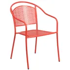 image of Flash Furniture CO-3-RED-GG Patio Stacking Armchair, Curved Round Back, Steel Frame, Coral Finish