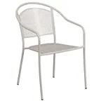 image of Flash Furniture CO-3-SIL-GG Patio Stacking Armchair, Curved Round Back, 1.2mm Steel Frame, Light Gray Powder Coat Finish