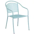 image of Flash Furniture CO-3-SKY-GG Patio Stacking Armchair, Curved Round Back, 1.2mm Steel Frame, Sky Blue