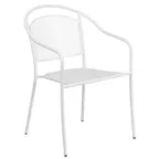 image of Flash Furniture CO-3-WH-GG Patio Stacking Armchair, Curved Round Back, White Powder Coat, 1.2mm Steel Frame