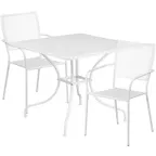 image of Flash Furniture CO-35SQ-02CHR2-WH-GG 35 Square Patio Table Set, White, 28H, 300 lb Capacity, Steel, Powder Coat Finish