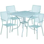image of Flash Furniture CO-35SQ-02CHR4-SKY-GG 35 Square Patio Table Set, Sky Blue, 300 lb, Steel, Powder Coat Finish