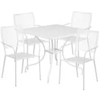 image of Flash Furniture CO-35SQ-02CHR4-WH-GG 35 Square Patio Table Set, White, 300 lb Chair Capacity, Steel, Powder Coat Finish