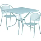 image of Flash Furniture CO-35SQ-03CHR2-SKY-GG 35 Square Patio Table Set, Sky Blue, 300 lbs, Steel, Powder Coat Finish