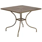 image of Flash Furniture CO-6-GD-GG 35.5x35.5 Square Patio Table, Gold Powder Coat, Steel, 1.75 Umbrella Hole