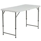 image of Flash Furniture DAD-YCZ-122Z-2-GG Folding Table, 47-3/4"W x 23-3/4"D, Adjustable Height 23"-29-1/4", Granite White Plastic, 330 lbs, Rectangular, Indoor/Outdoor