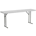 image of Flash Furniture DAD-YCZ-180-GW-GG Folding Table, 72"W x 18"D x 29"H, Granite White Plastic Top, Gray Metal Legs, 220 lbs Capacity