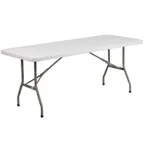 image of Flash Furniture DAD-YCZ-183B-GW-GG Folding Table, 72"W x 30"D x 29"H, Granite White Plastic, 330 lbs, Rectangular, Indoor/Outdoor