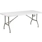 image of Flash Furniture DAD-YCZ-183Z-GG Folding Table, 72"W x 30"D x 29"H, Granite White Plastic Top, 330 lbs, Rectangular, Indoor/Outdoor Use
