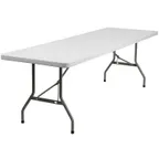 image of Flash Furniture DAD-YCZ-244-GW-GG Folding Table, 96"W x 30"D x 29"H, Granite White Plastic Top, Gray Metal Legs, 661 lbs, Rectangular, Indoor/Outdoor