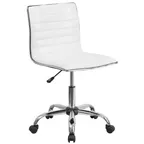image of Flash Furniture DS-512B-WH-GG Swivel Task Chair, 31-1/4"-36" Height, 250 lb, White Vinyl, Chrome Base, Armless