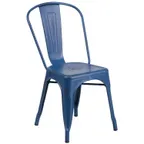 image of Flash Furniture ET-3534-AB-GG - Stackable Outdoor Chair, 500 lbs, Metal, Blue Back, Drain Holes, Stacks 8 High