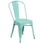 image of Flash Furniture ET-3534-MINT-GG Stackable Chair, Mint, 500 lbs, Metal, Curved Slat Back, 8‑High Stack