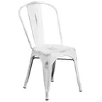 image of Flash Furniture ET-3534-WH-GG Stackable Outdoor Chair, 500 lbs, White Metal, Powder Coat, 8‑High Stack