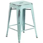 image of Flash Furniture ET-BT3503-24-DB-GG Backless Stacking Bar Stool, 500 lb, Galvanized Steel, Blue Green Finish