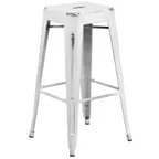 image of Flash Furniture ET-BT3503-30-WH-GG White Backless Bar Stool, 500 lb, Galvanized Steel, Stacking