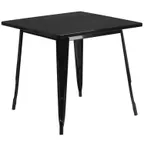 image of Flash Furniture ET-CT002-1-BK-GG Square Dining Table, 31.5Wx31.5Dx29.5H, Black Powder Coat Steel