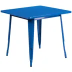 image of Flash Furniture ET-CT002-1-BL-GG Square Dining Table, 31.5Wx31.5Dx29.5H, Blue, Galvanized Steel, Powder Coat Finish