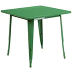 image of Flash Furniture ET-CT002-1-GN-GG 31x31 Square Green Dining Table, 29.5 Height, Galvanized Steel, Powder Coat Finish
