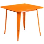 image of Flash Furniture ET-CT002-1-OR-GG Square Dining Table, 31x31, Orange, Galvanized Steel, Powder Coat Finish
