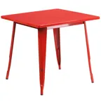 image of Flash Furniture ET-CT002-1-RED-GG 31" Square Dining Table, Red Powder Coat, MDF Top, Galvanized Steel Base