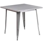 image of Flash Furniture ET-CT002-1-SIL-GG Square Dining Table, 31.5Wx31.5Dx29.5H, Silver, Galvanized Steel, Powder Coat Finish