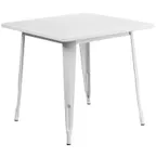 image of Flash Furniture ET-CT002-1-WH-GG Square Dining Table, 31x31, White Powder Coat Finish, Galvanized Steel