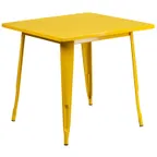 image of Flash Furniture ET-CT002-1-YL-GG Square Dining Table, 31.5Wx31.5Dx29.5H, Yellow, Galvanized Steel, Powder Coat Finish