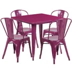 image of Flash Furniture ET-CT002-4-30-PUR-GG 31 Square Table Set with 4 Purple Chairs