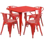 image of Flash Furniture ET-CT002-4-70-RED-GG 31x31 Square Red Table & Chair Set with 4 Chairs