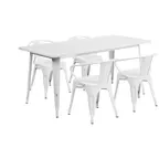 image of Flash Furniture ET-CT005-4-70-WH-GG 63" Rectangular White Patio Table Set with 4 Chairs