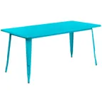 image of Flash Furniture ET-CT005-CB-GG 63" Rectangular Dining Table, 29-1/2"H, Galvanized Steel, Crystal Teal/Blue Powder Coat Finish