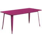 image of Flash Furniture ET-CT005-PUR-GG 63" Rectangular Dining Height Purple Table, MDF Top, Galvanized Steel Base