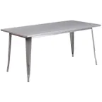 image of Flash Furniture ET-CT005-SIL-GG 63" Rectangular Dining Table, Silver, Galvanized Steel, Powder Coat Finish