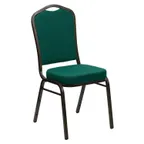 image of Flash Furniture FD-C01-GOLDVEIN-GN-GG Hercules Series Stacking Banquet Chair, 500 lb. weight capacity, green fabric upholstered seat and back, gold vein powder coated 16 gauge steel frame