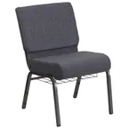 image of Flash Furniture FD-CH0221-4-SV-DKGY-BAS-GG Hercules Series Extra Wide Stacking Church Chair, 800 lb, Fabric Upholstery, Dark Gray