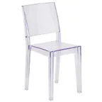 image of Flash Furniture FH-121-APC-GG Phantom Stacking Side Chair, Crystal, Plastic Frame/Seat, Back, Stacks 8, Glides