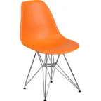 image of Flash Furniture FH-130-CPP1-OR-GG Elon Series Orange Plastic Accent Side Chair with Chrome Base