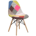 image of Flash Furniture FH-130-DCV1-D-GG Elon Series Accent Side Chair, Upholstered Fabric, Polypropylene Molded Back & Seat